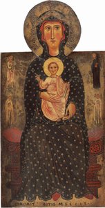 Madonna y Niño en el Trono con Cuatro Santos de Margaritone d
