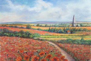 Campo de amapolas de Cotswold, 2022 (pastel) de Margo Starkey