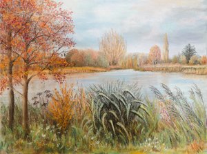 Río Támesis cerca de Windsor, 2022 (pastel) de Margo Starkey