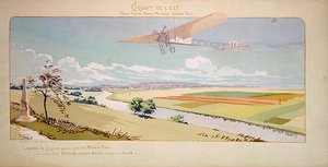 Conde Charles de Lambert en un Monoplano Bleriot vuela el Circuito Oeste, publicado por Mabileau, París