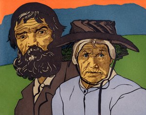 Pareja de viejos campesinos del Valais (Suiza)