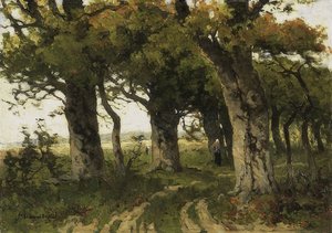 Avenida de robles a finales del verano. 1880-1900 de Maria Bilders van Bosse