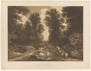 Paisaje arbolado con un camino y viajeros
Una escena de madera (título en el objeto) de Maria Catharina Prestel