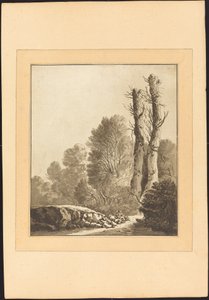 Paisaje con dos árboles de Maria Catharina Prestel after Herman Saftleven