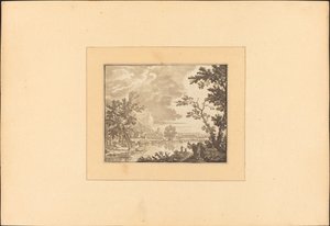Paisaje con río y ciudad de Maria Catharina Prestel after Jan van Huysum