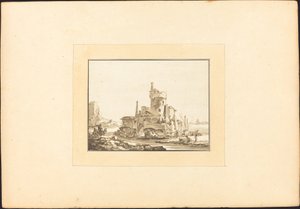 Paisaje con una torre redonda