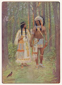 Ilustración para Hiawatha de Longfellow (litografía en color) de Maria Louise Kirk