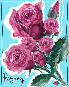 Rosey Posey, 2019 (acuarela, tinta, digital) de Marianna Kulukundis