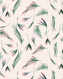 Hojas tropicales en rosa, 2020 (acuarela) de Marianna Kulukundis