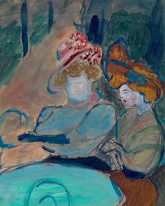 Dos mujeres en la terraza de un café - Acuarela, gouache sobre papel de Marianne Von Werefkin (1860-1938), expresionismo - Dos mujeres en un café de la calle - Marianne von Verefkin (1860-1938) Acuarela, Gouache sobre papel - 24, 5x19 Colección privada de  de Marianne von Werefkin