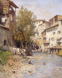 Paisaje con un pueblo en las afueras de Roma de Mariano Barbasan Lagueruela