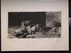 Árabe vigilando el cuerpo de su amigo de Mariano Fortuny y Marsal