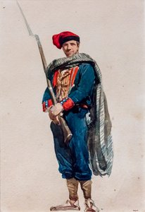 Voluntario catalán para la guerra de África, hacia 1860 (acuarela sobre papel)