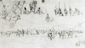 Paisaje con militares españoles y moros de Mariano Fortuny y Marsal
