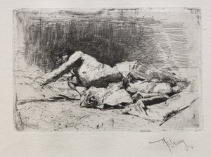 Hombre rodando por el suelo de Mariano José María Bernardo Fortuny y Carbó