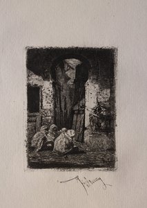 Tánger, árabes sentados de Mariano Fortuny y Carbó