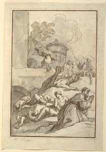 Dibujo, Estudio de un santo durante una plaga, ca. 1790