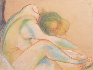 Desnudo secándose