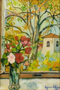 Ramo de flores frente a una ventana en St. Bernard, 1926