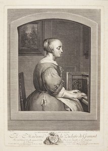 Una mujer holandesa tocando el clavicémbalo, vista a través de una ventana de Marie Louise Adélaïde Boizot