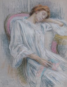 Joven mujer dormida en una silla de Marie Louise Catherine Breslau