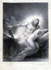 Júpiter y Semele. Litografía de Coupin de Couprie en 1826.