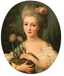 Retrato de una niña con una maceta en la mano