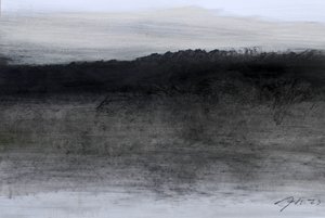 Atardecer, 2023 (óleo y carboncillo sobre papel) de Marina Falco