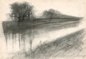 En el río, 2018 (carboncillo sobre papel)