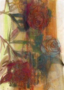Rosas, 2022 (óleo sobre papel) de Marina Falco