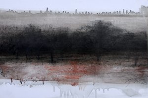 Unseen Busch, 2023 (óleo y carboncillo sobre papel) de Marina Falco