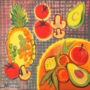 Naturaleza muerta con frutas de colores vivos de Marina Gorkaeva