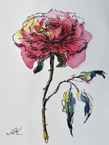 Rosa rosa expresiva de Marina Kozyr