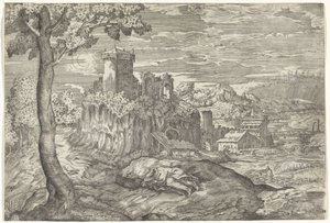 paisaje con ruinas de castillo de Mario Cartaro