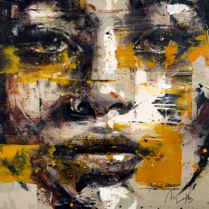 Ocre, 2023 (acrílico y óleo sobre lienzo invertido) de Mario Henrique