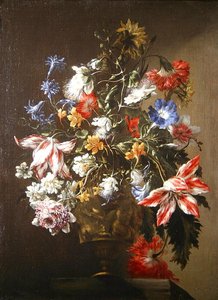 Una Naturaleza Muerta de Flores en un Jarrón
