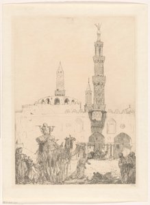 Mezquita de Al-Azhar en El Cairo de Marius Bauer (signed by artist)