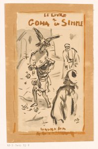 Hombre con bandeja atacado por un ave rapaz
Le livre Goha le Simple (título en el objeto) de Marius Bauer (signed by artist)