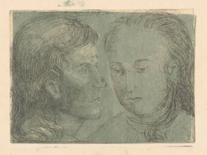 Joven en perfil y mujer de Marius Holleman