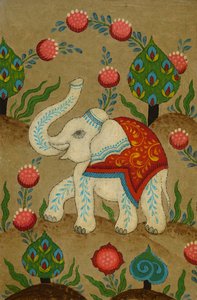 Puja Elephant, 2024 (acrílico y tinta sobre cartulina)