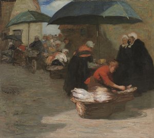 Un mercado de pescado flamenco (óleo sobre lienzo)