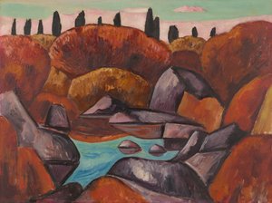 Estanque en llamas - Dogtown de Marsden Hartley