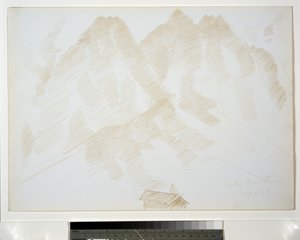 Paisaje montañoso con edificios en primer plano