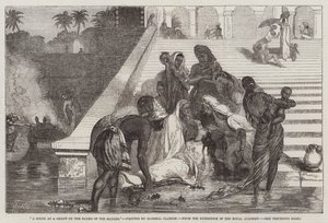 Una escena en un ghat en las orillas del Ganges, de la Exposición de la Real Academia