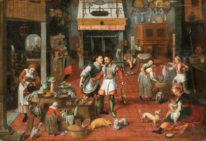 Interior de cocina, c. 1565 de Marten van Cleve the Elder