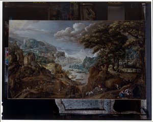 Un paisaje con una fundición de hierro