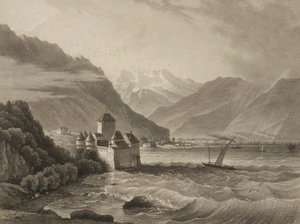 Chateau de Chillon; vista desde Vevey de Martens