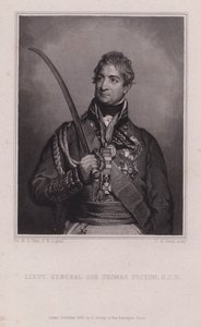 Sir Thomas Picton, general galés de las guerras napoleónicas muerto en la batalla de Waterloo de Martin Archer (after) Shee
