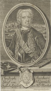 Retrato del Conde Burkhard Christoph von Münnich 1683-1767, ca 1730 de Martin Bernigeroth