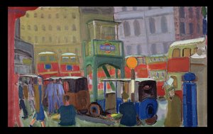 London Street Scene (óleo sobre lienzo) de Martin Bloch